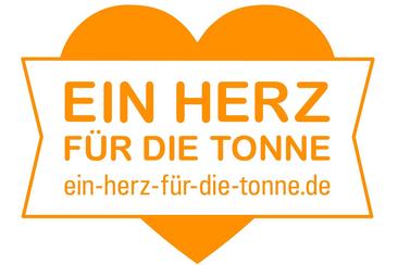 Oranges Herz mit dem Kampagnen-Namen "Ein Herz für die Tonne"
